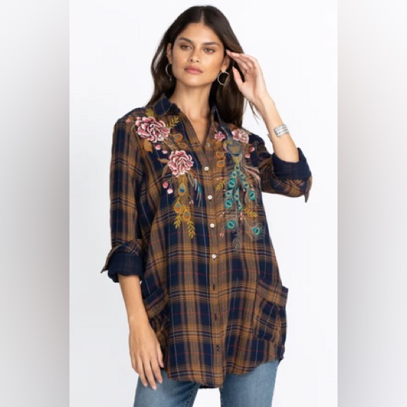 Johnny Was QUITO PAINTERS SMOCK TUNIC size L NWT - Picture 7 of 7